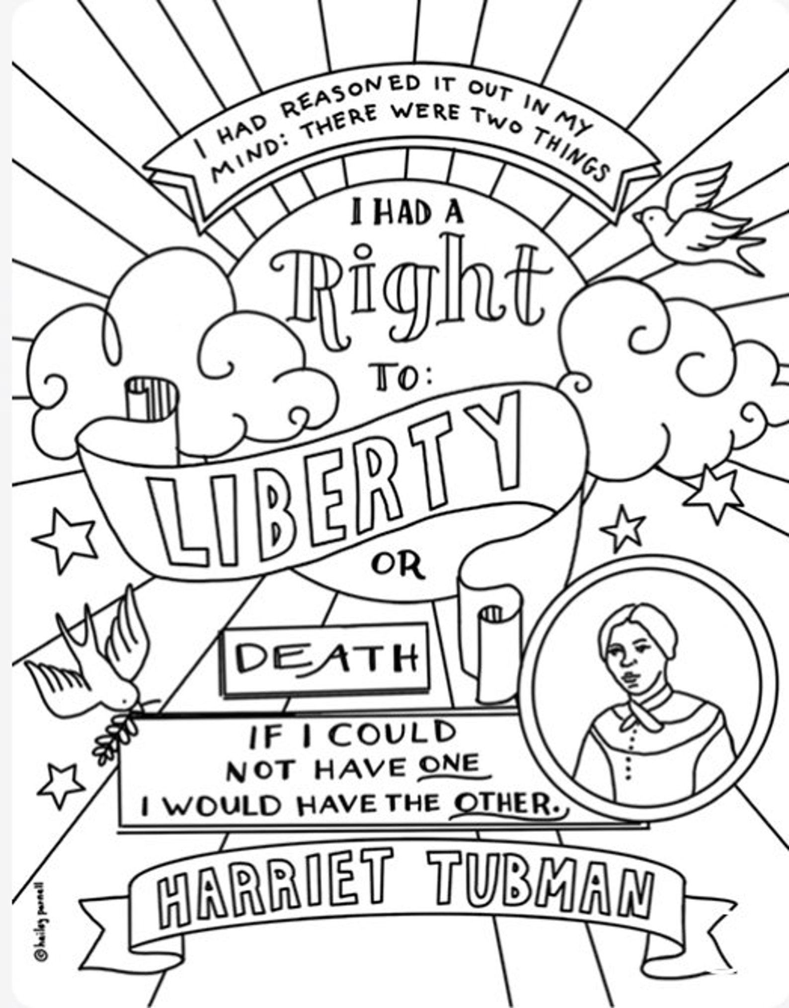 Harriet Tubman Coloring Page Black History Coloring Page Etsy
