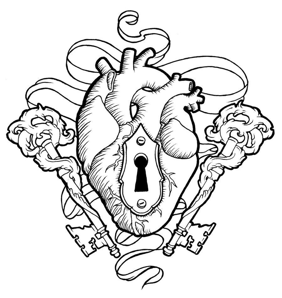Heart And Key Coloring Pages