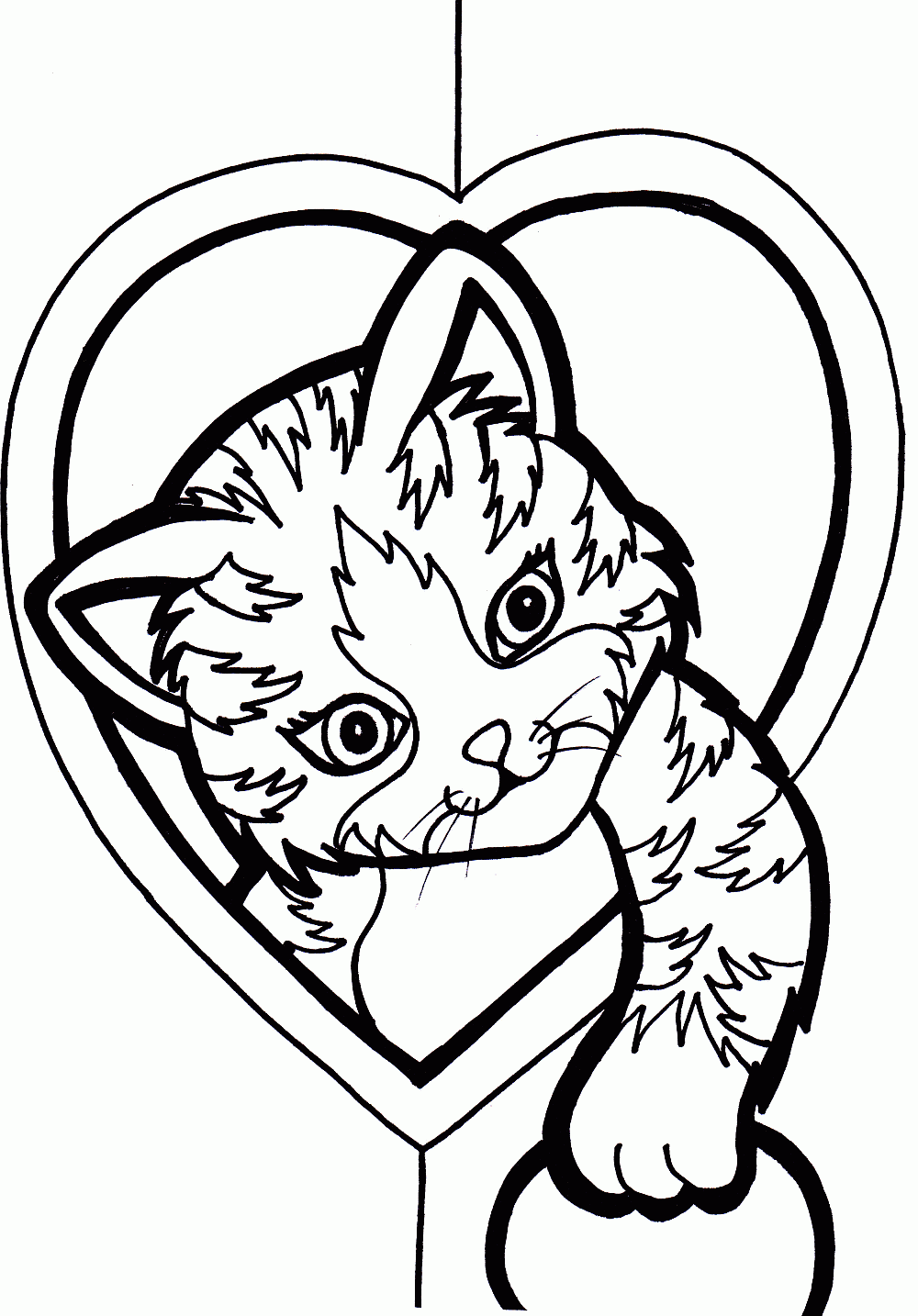 Kitten Valentine Coloring Pages