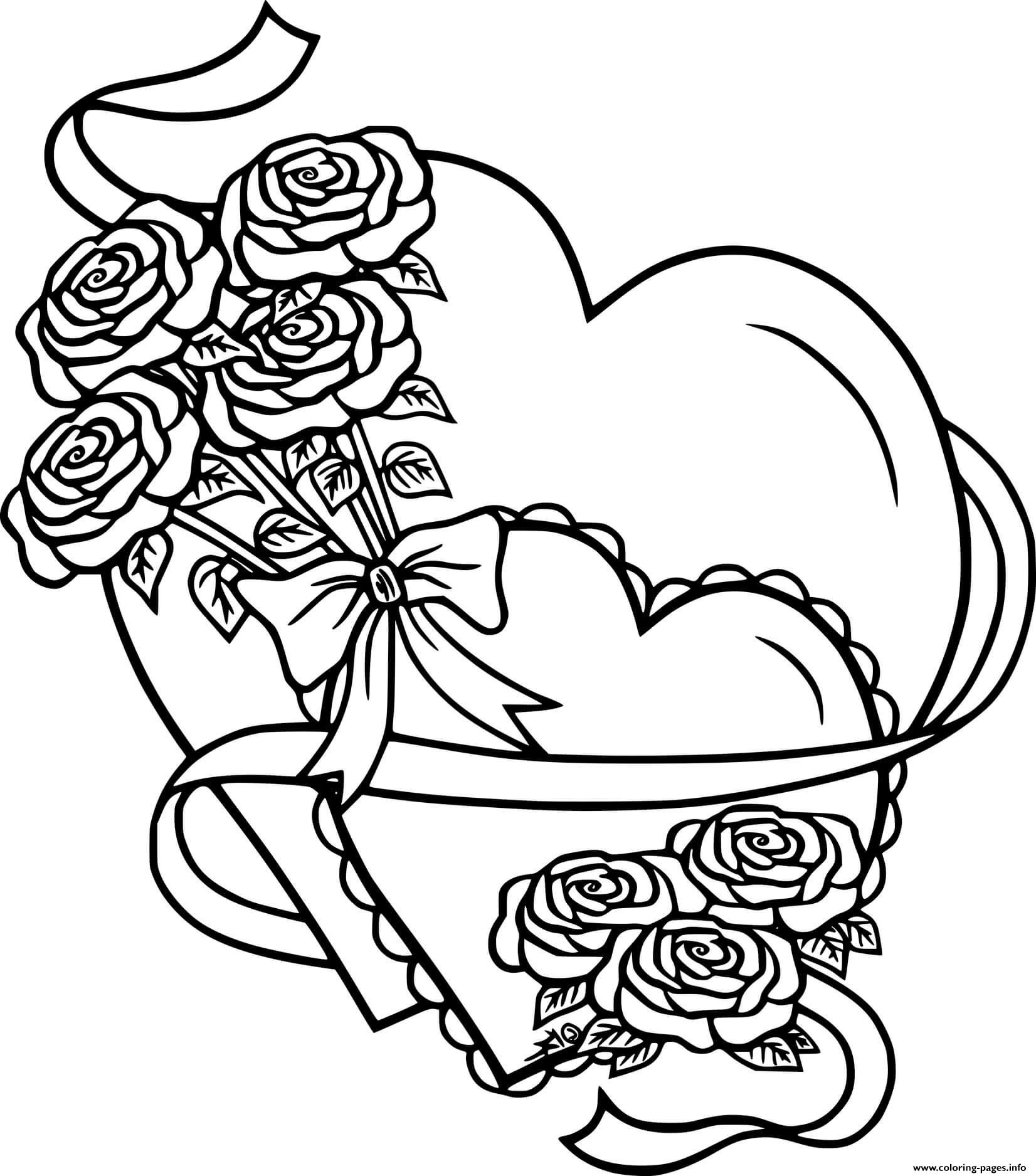 Heart And Flower Coloring Pages