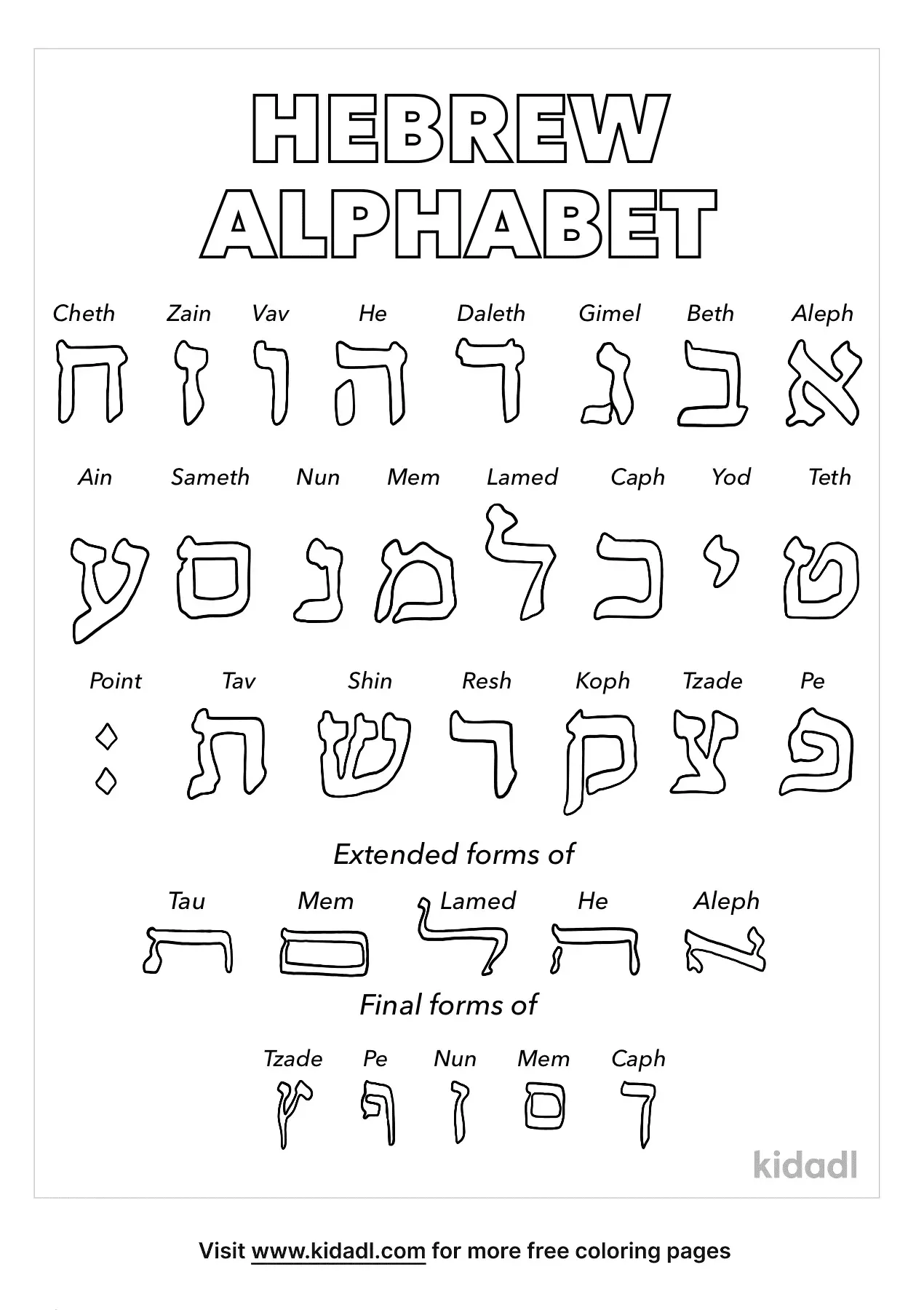 Hebrew Coloring Pages Aleph Bet
