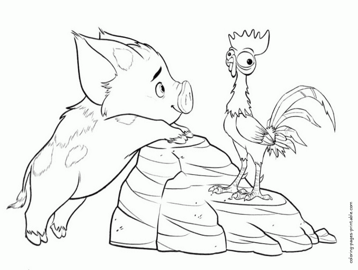 Hei Hei And Pua Coloring Page Coloring Pages Printable Coloring Nation