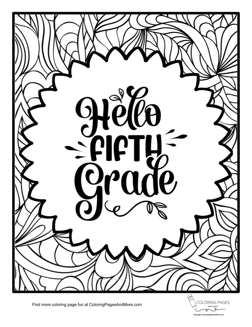 Hello Fifth Grade Coloring Page Coloring Pages For Kids