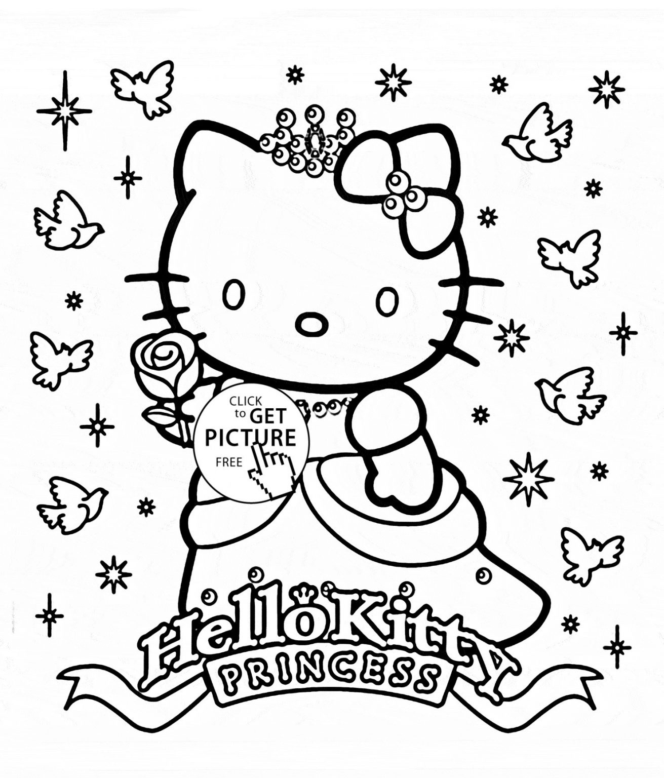 Hello Kitty Princess Coloring Page BubaKids