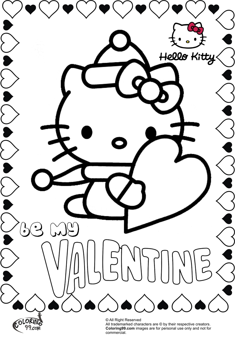 Hello Kitty Valentine Coloring Pages Team Colors