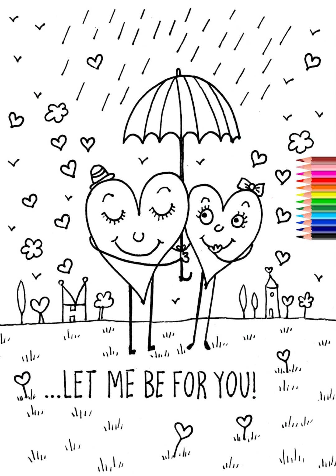 Here For You Printable Coloring Page Adults Kids At Home Activity INSTANT DOWNLOAD Etsy