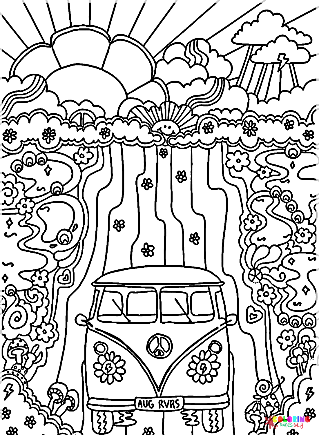 Hippie Art Coloring Pages Sketch Coloring Page
