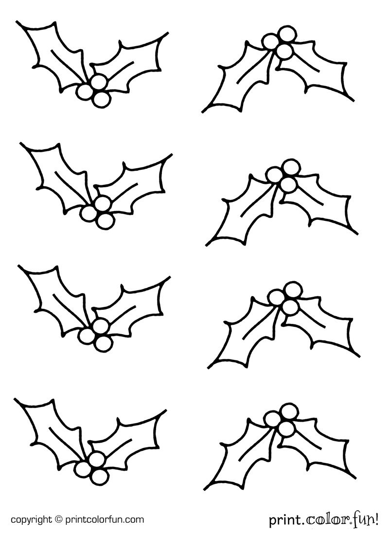 Holly Coloring Page Print Color Fun
