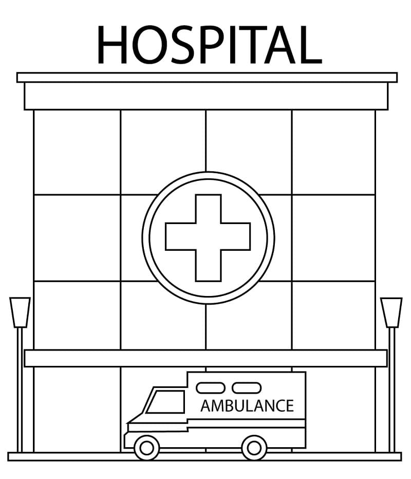 Hospital Building Coloring Page