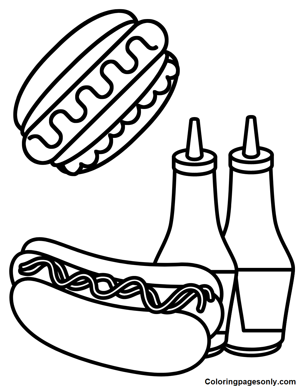 Hot Dog Coloring Page