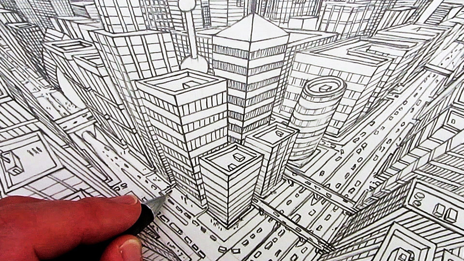 How To Draw A City In Three Point Perspective Perspective Drawing Lessons 3 Point Perspective