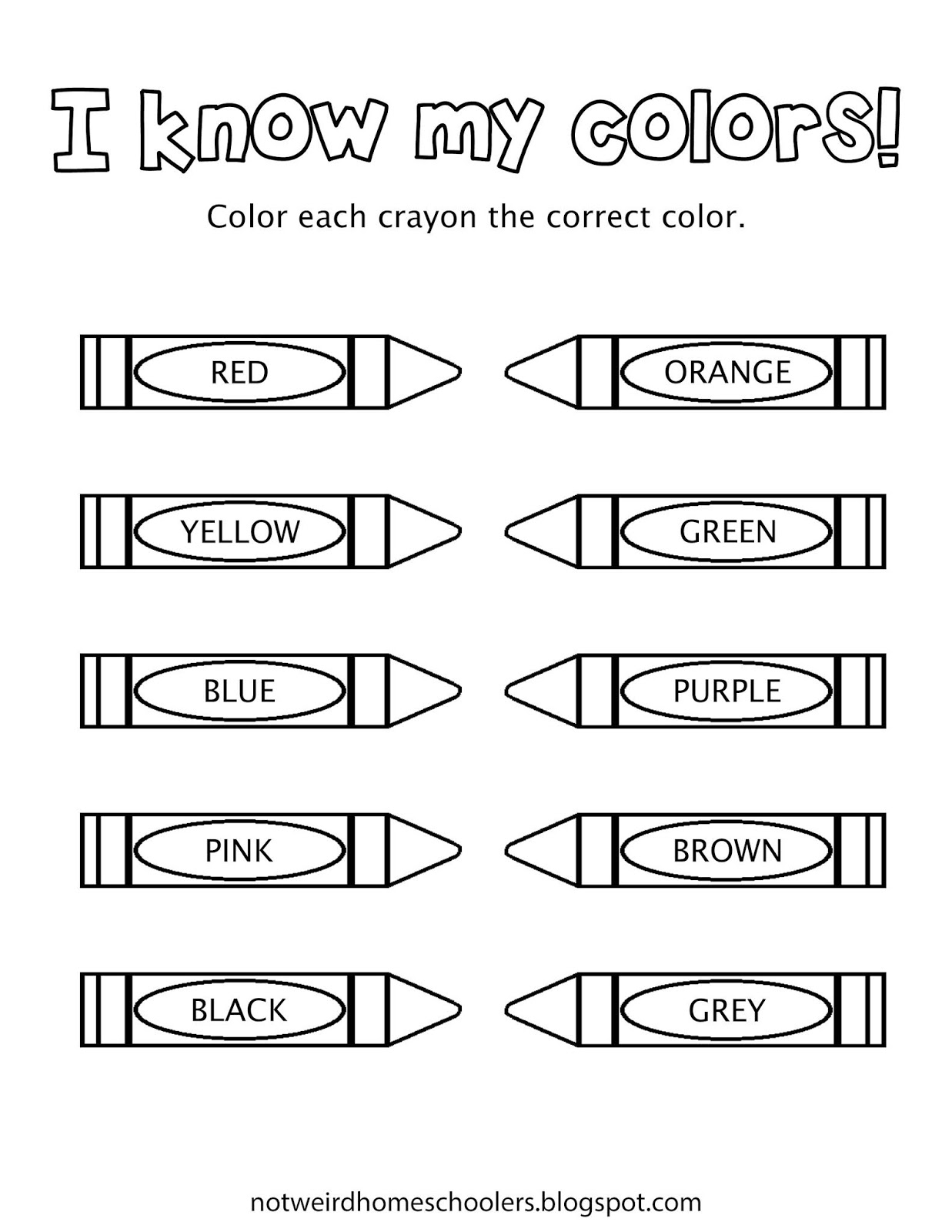 I Know My Colors Printable Printable Word Searches