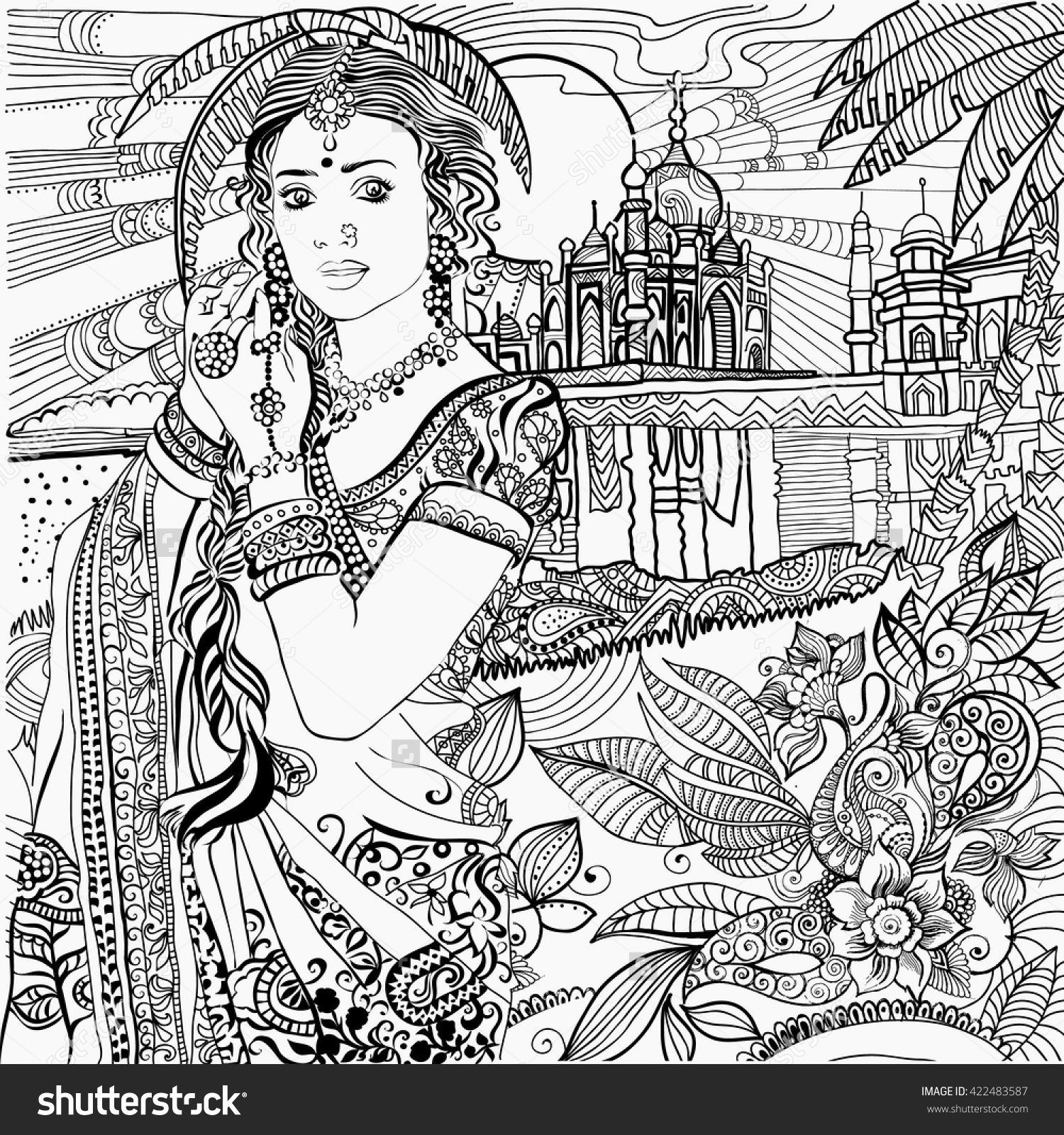 Indian Girl Coloring Page