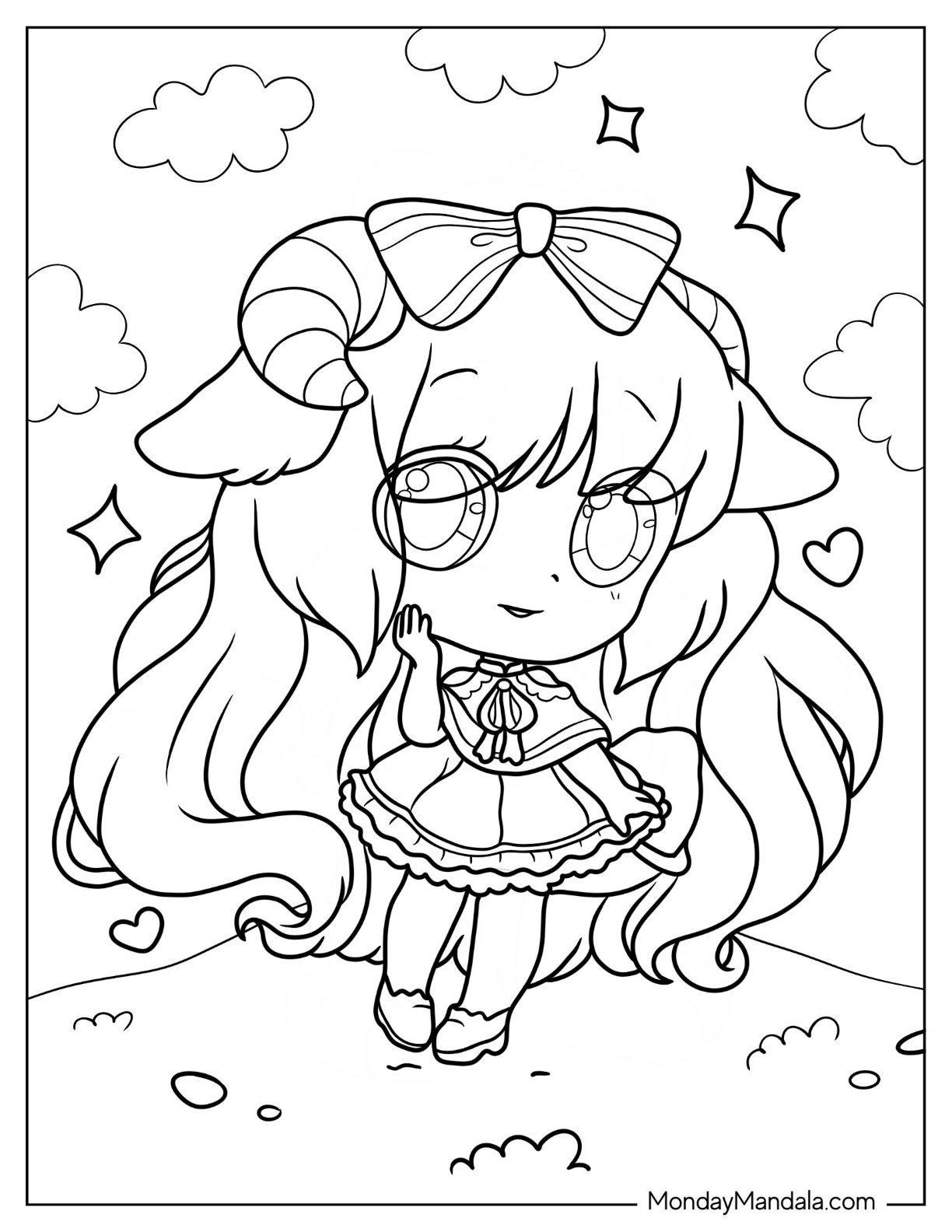 Instagram Chibi Girl Coloring Pages Sketch Coloring Page