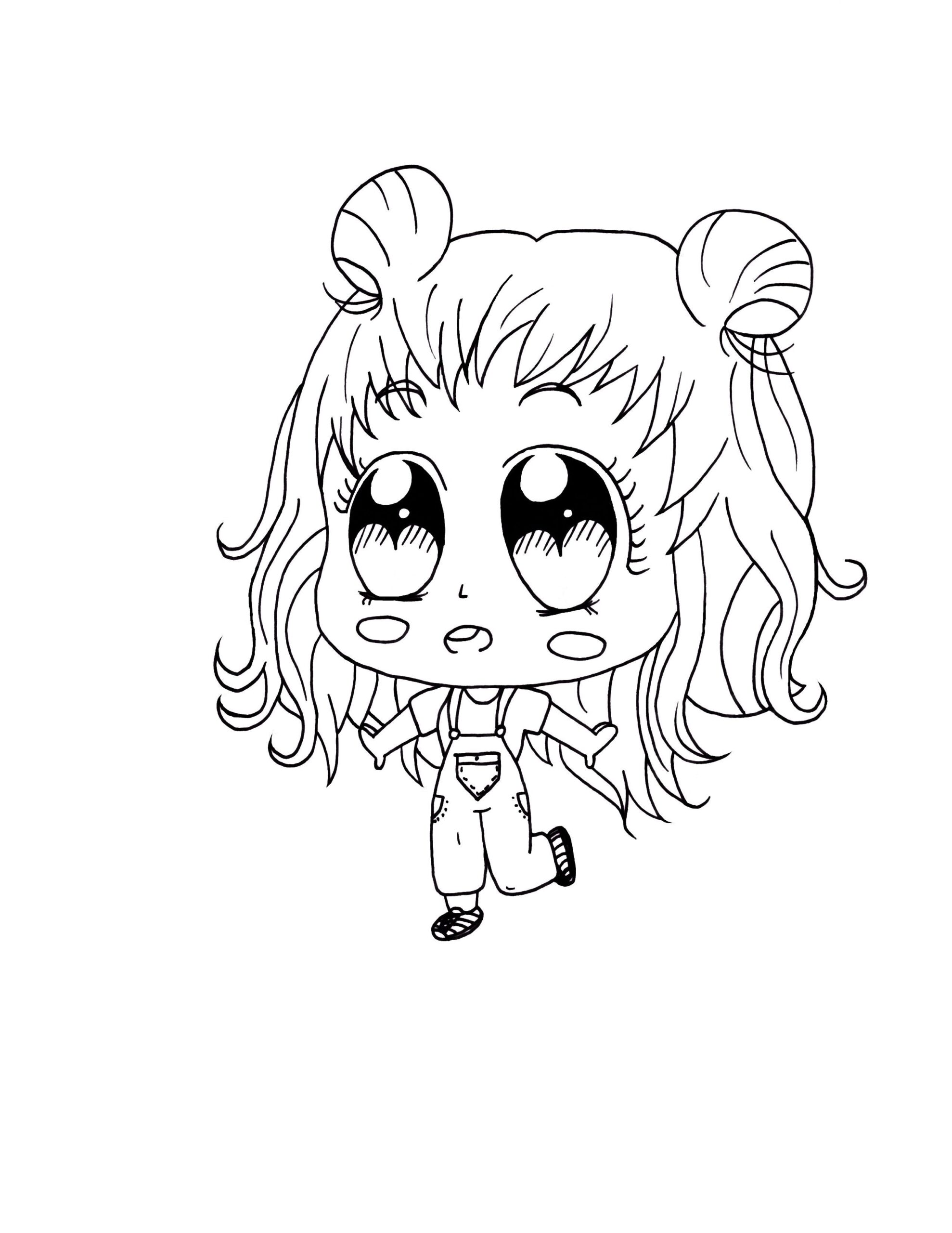 Instagram Chibi Girl Drawing Sketch Coloring Page