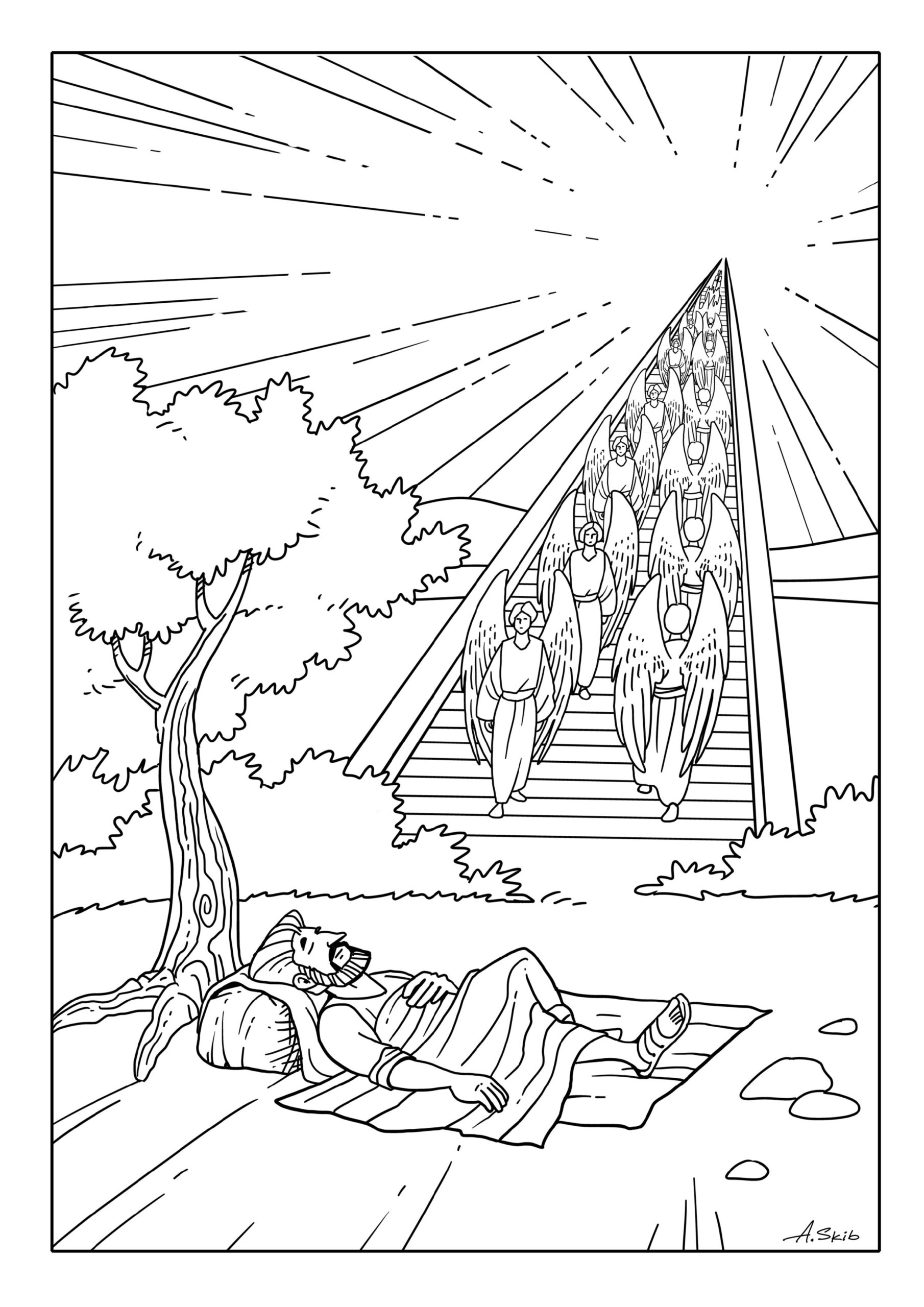 Jacob Ladder Coloring Page SundaySchoolist