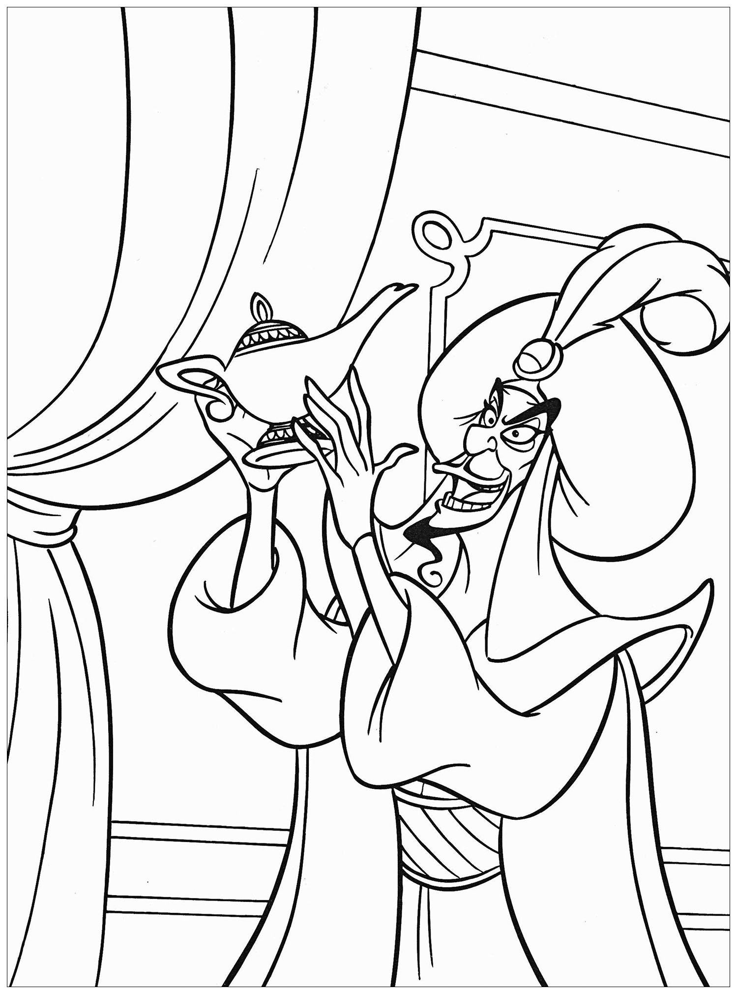 Jafar Aladdin And Jasmine Kids Coloring Pages