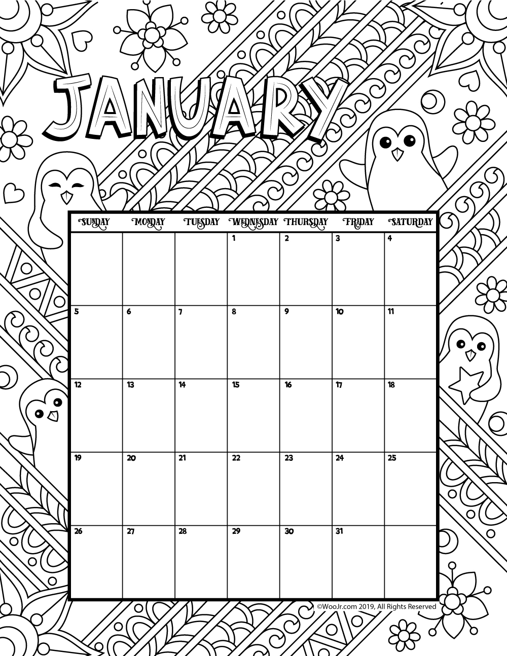 Calendar Coloring Pages