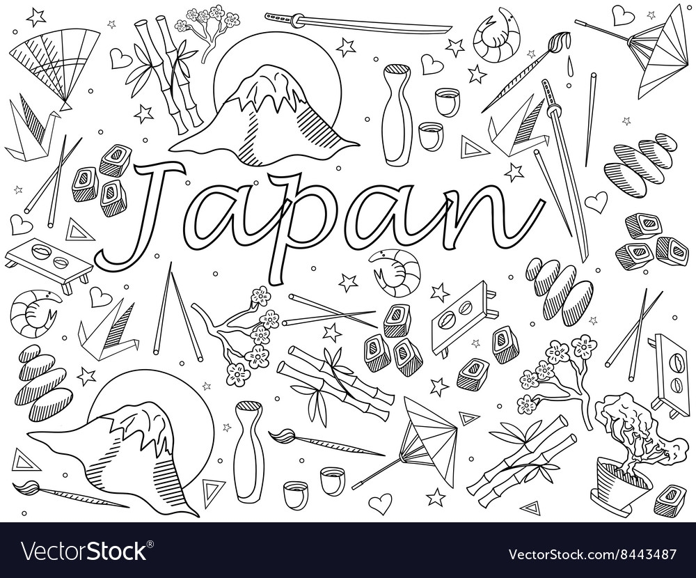 Japan Coloring Book Royalty Free Vector Image VectorStock