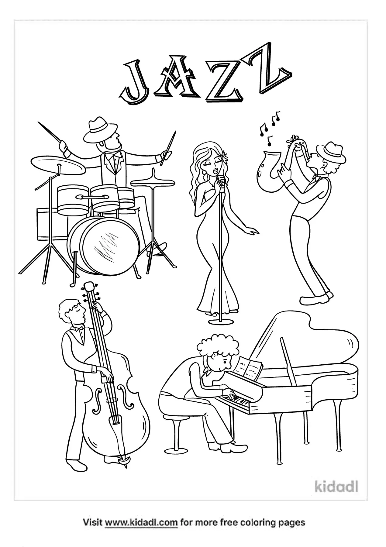 Jazz Instrument Coloring Pages