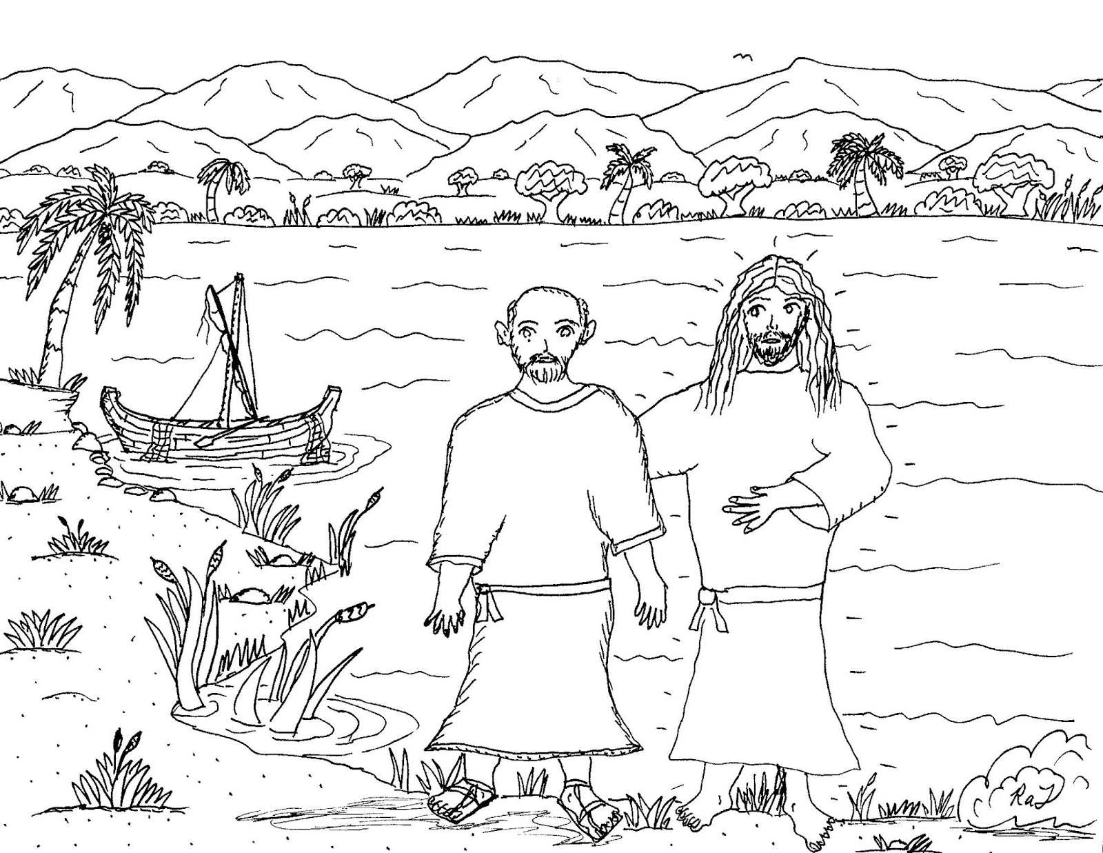 Jesus And Peter Feed My Sheep Page Coloring Pages