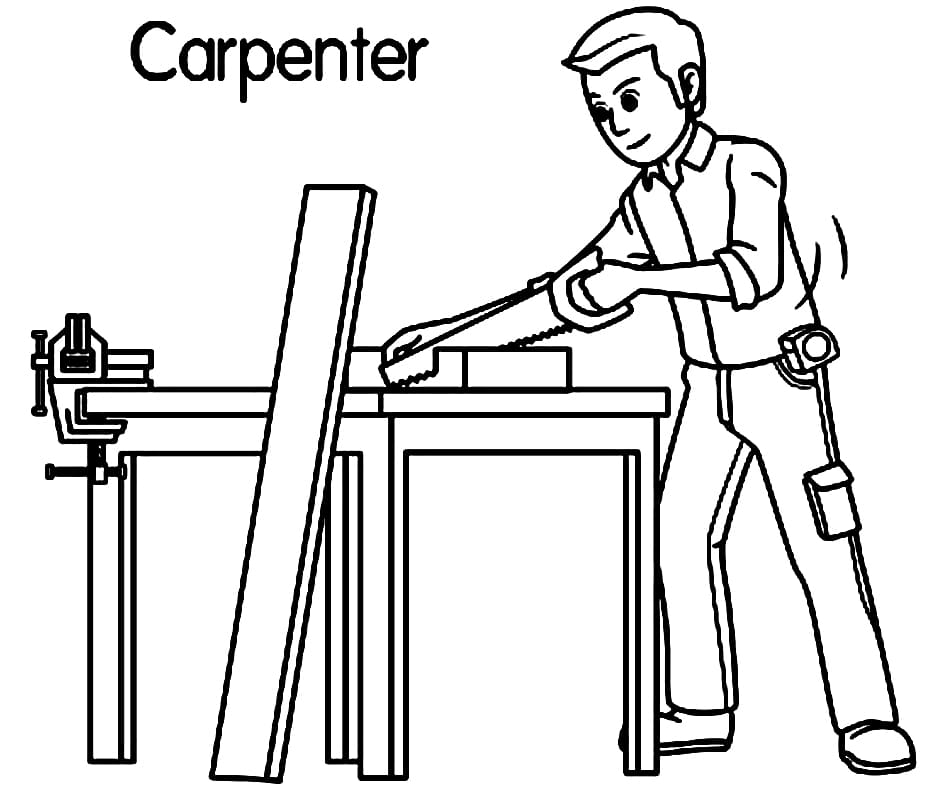 Jesus As A Carpenter Coloring Page