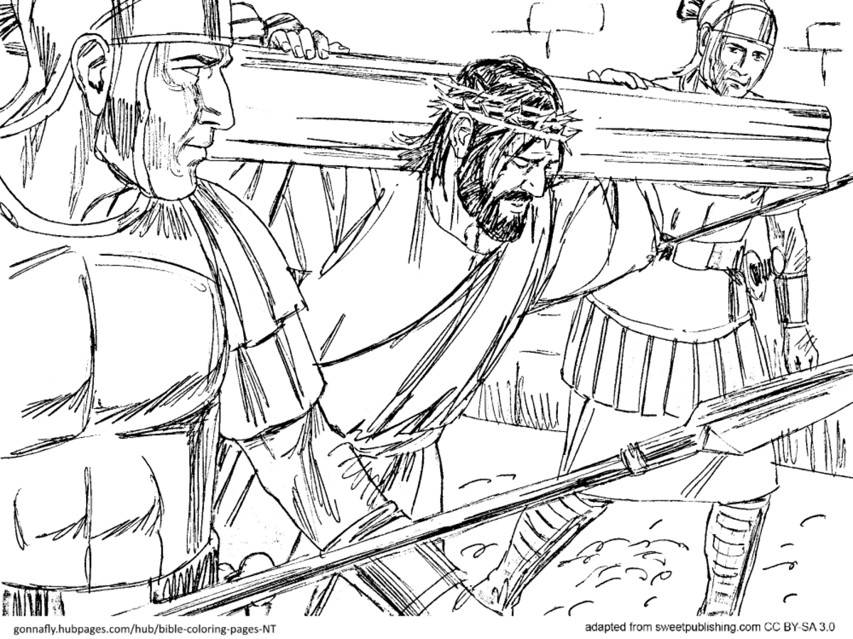 Jesus Coloring Crucifixion Christ Printable Drawing Pages Kids Easy Cross Crucifix Crucified