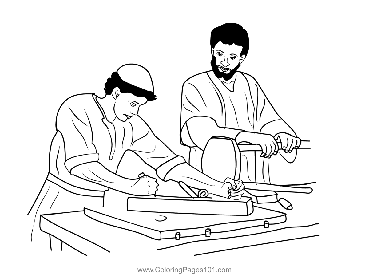 Jesus The Carpenter S Son Woodworking Coloring Page For Kids Free Christianity Printable