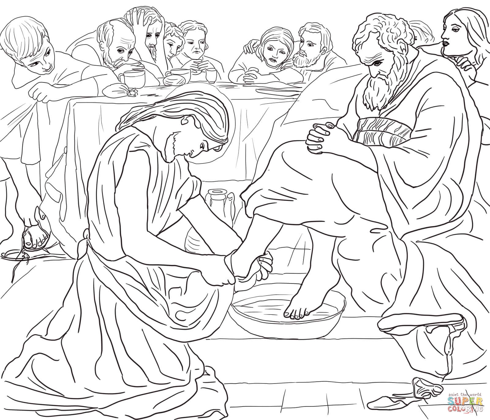 Jesus Washing Feet Coloring Page