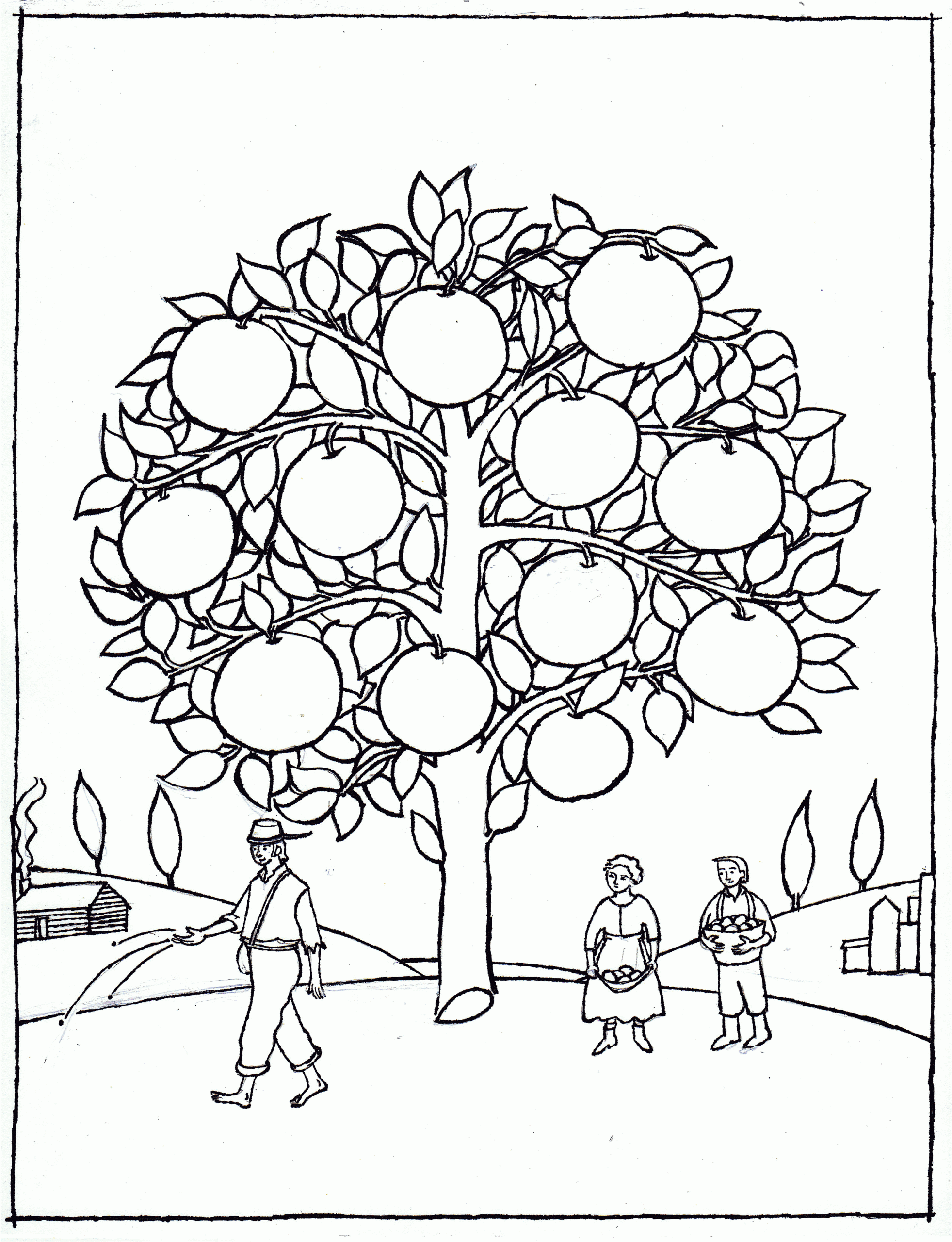 Johnny Appleseed Coloring Page Printable