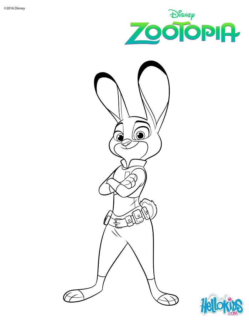 Judy Hopps From Zootopia Coloring Pages Hellokids
