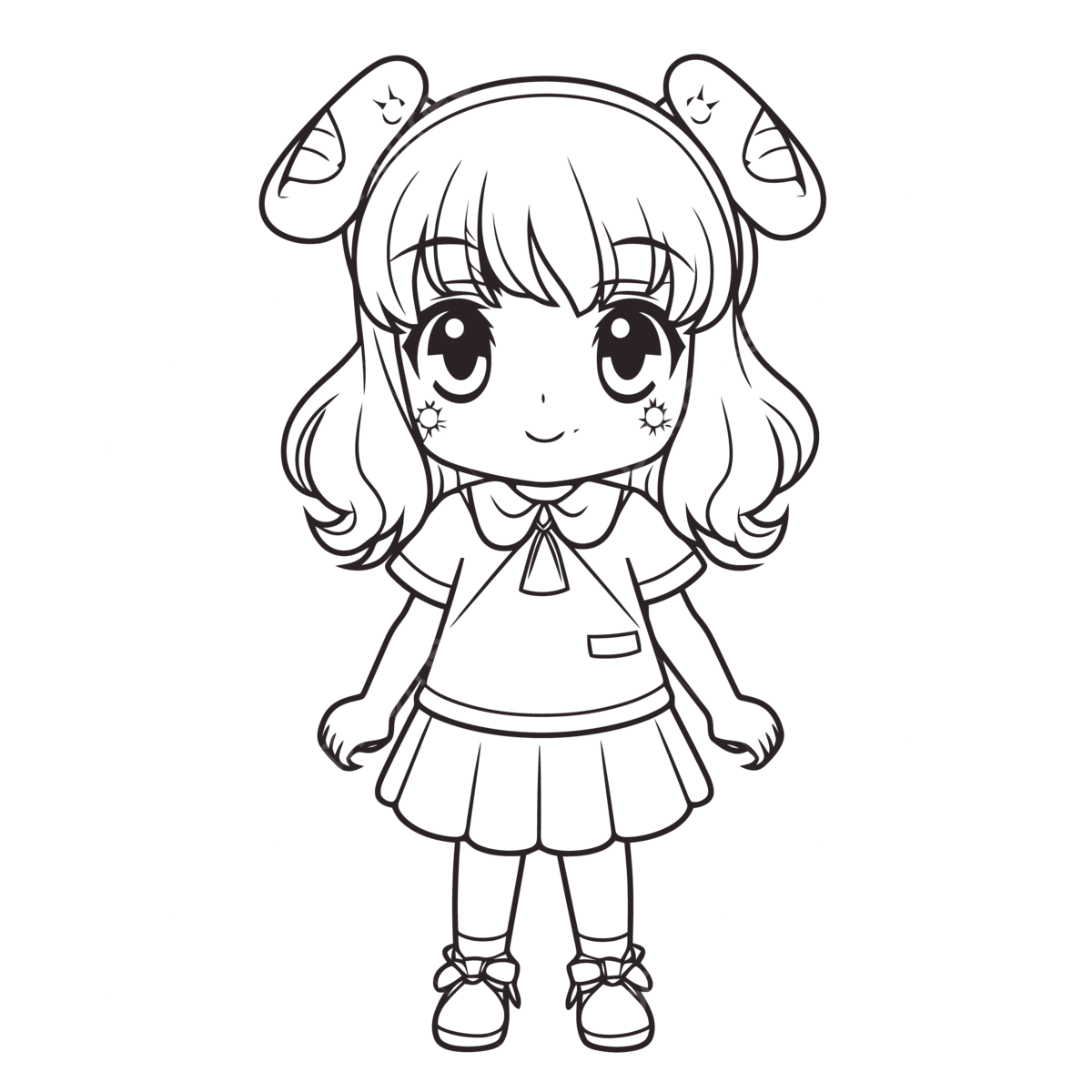 Kawaii Coloring Pages Kawaii Girl Anime Outline Sketch Drawing Vector Anime Drawing Kawaii