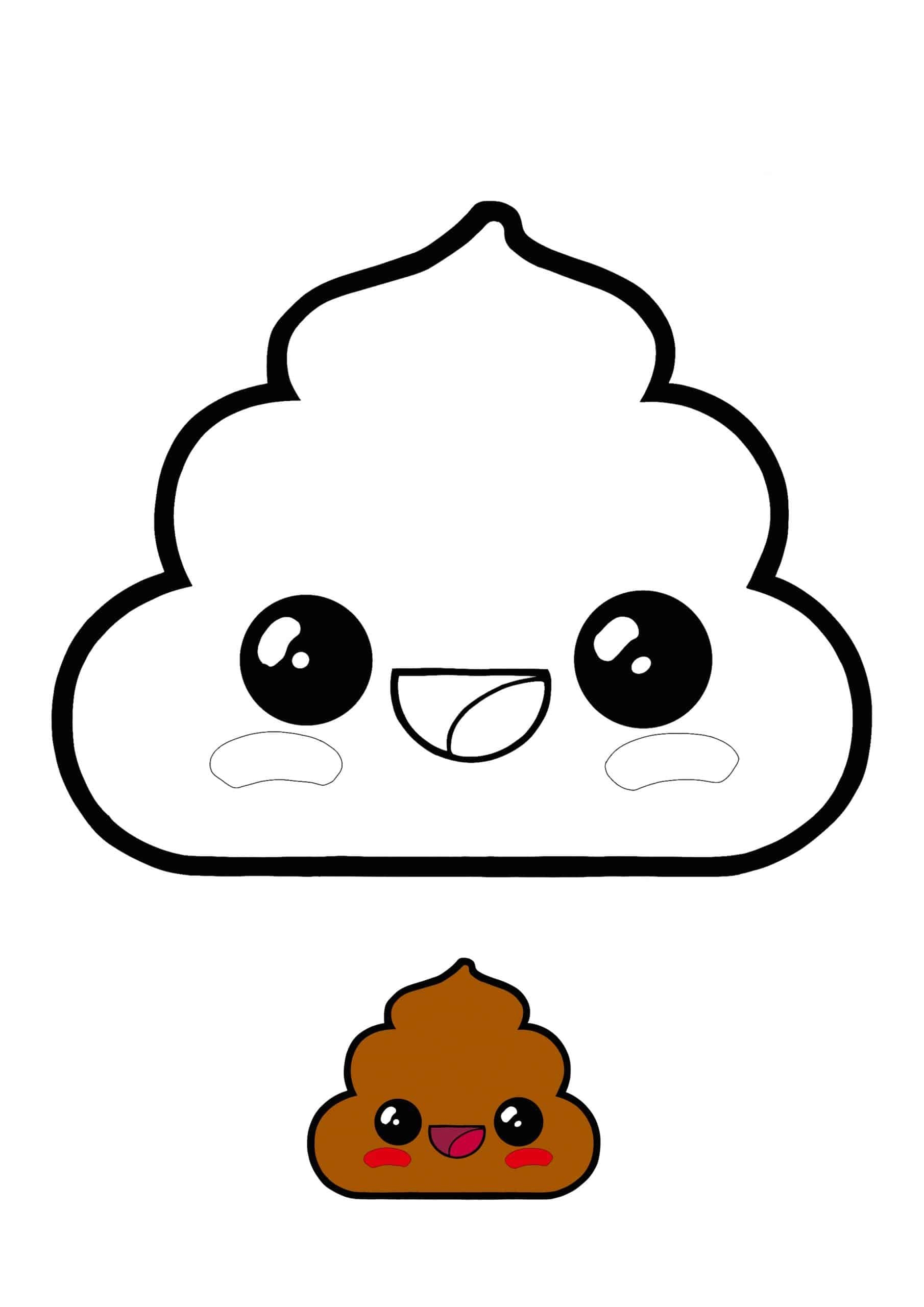 Kawaii Poop Easy Coloring Page With Sample Emoji Coloring Pages Coloring Pages Easy Coloring