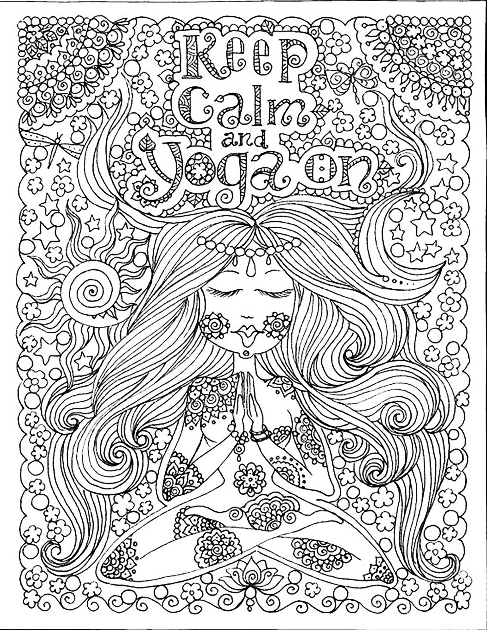 Keep Calm And Do Yoga Anti Stress Adult Coloring Pages
