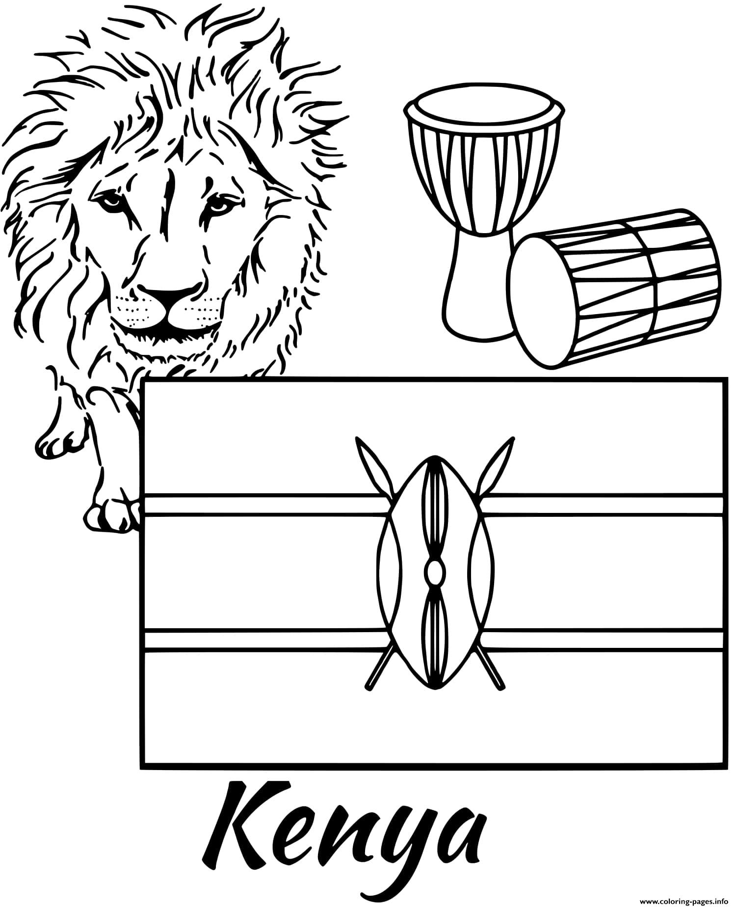 Kenya Flag Coloring Pages Learny Kids