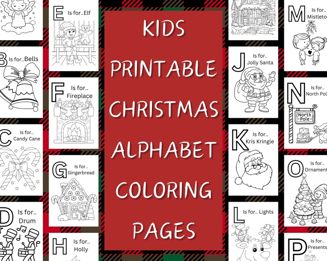 Kids Printable Christmas Alphabet Coloring Pages 26 Fun Etsy
