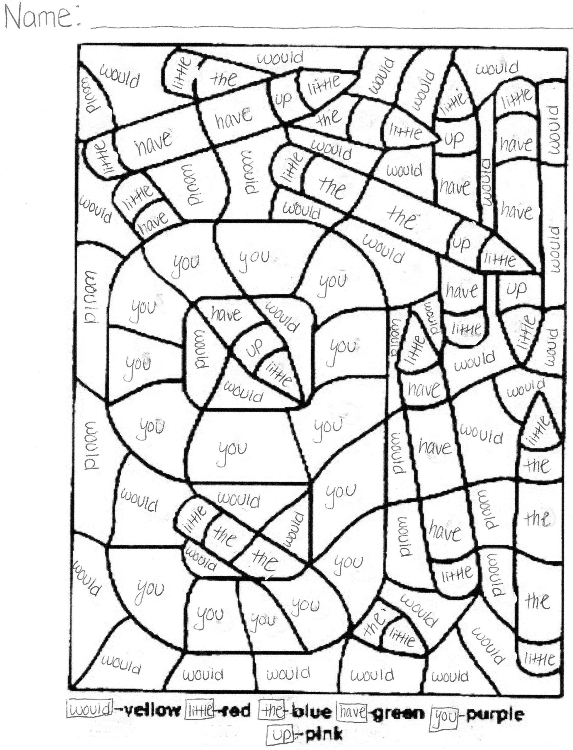 Kindergarten Free Printable Color By Sight Word Printable Word Searches