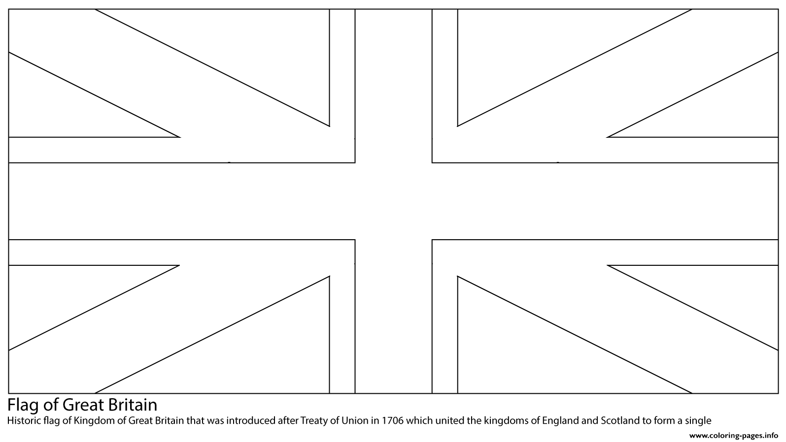 Kingdom Of Great Britain Flag United Kingdoms Coloring Page Printable