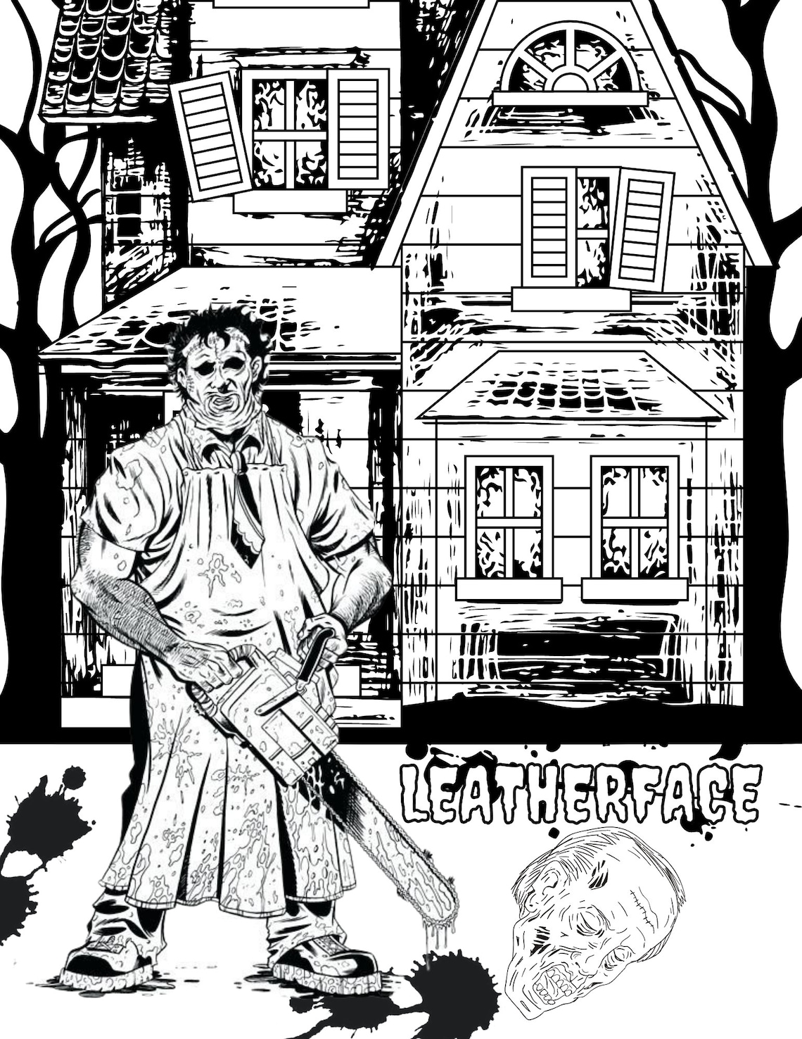 LEATHERFACE Halloween Coloring Page Etsy