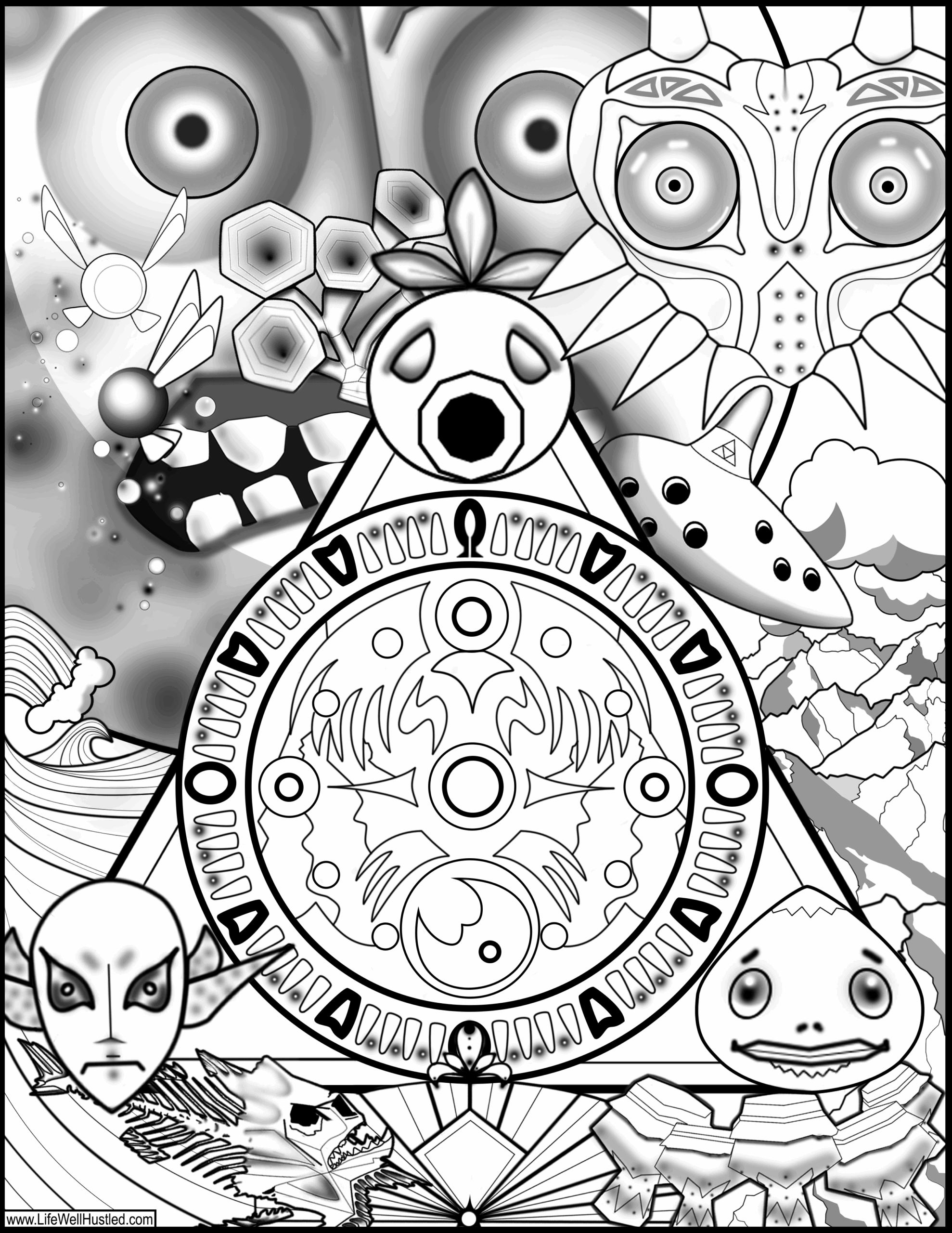 Legend Of Zelda Majora S Mask Coloring Book Page Coloring Books Coloring Book Pages