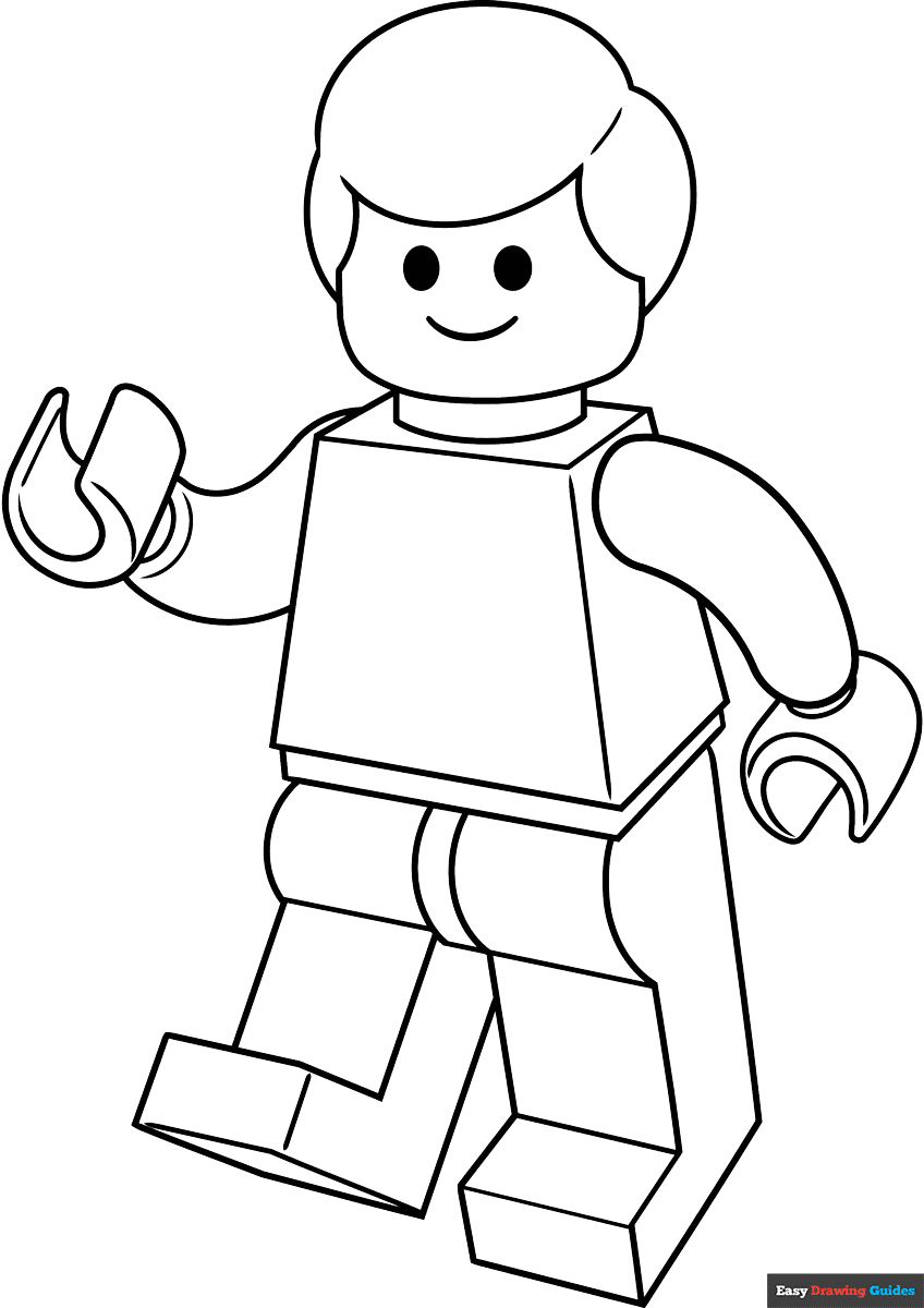 Lego Person Coloring Page Easy Drawing Guides