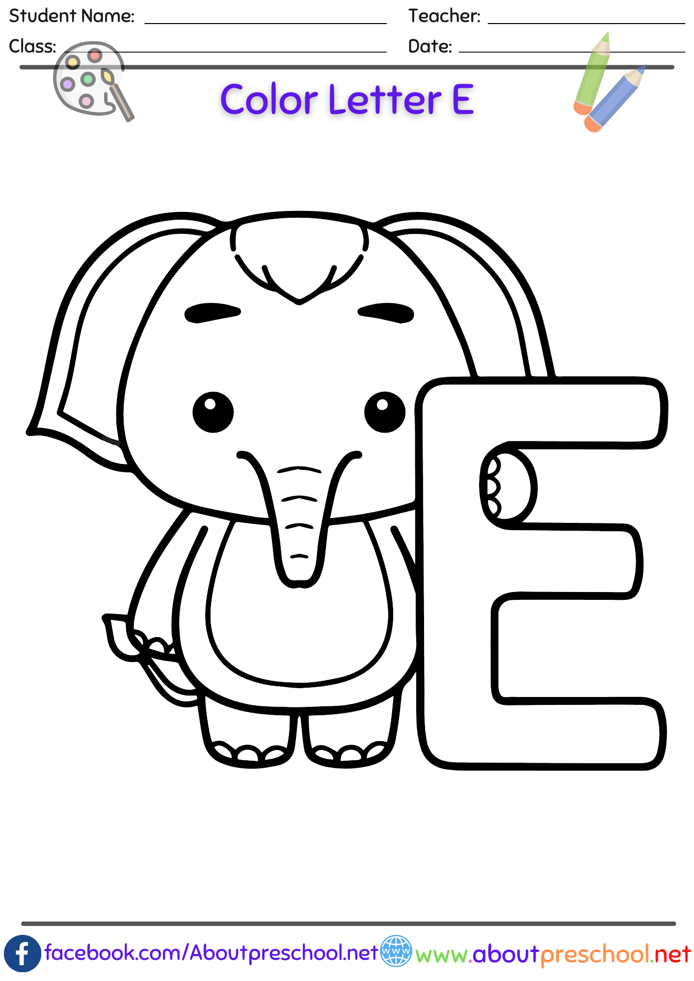 Letter E Coloring Pages Preschool