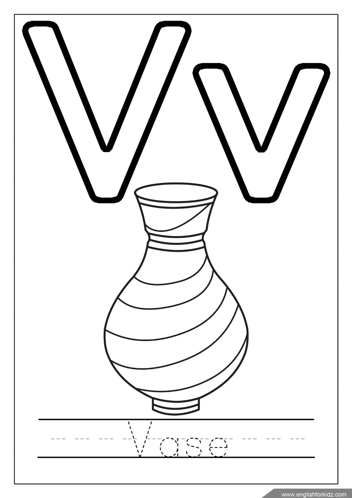 Letter V Worksheets Flash Cards Coloring Pages