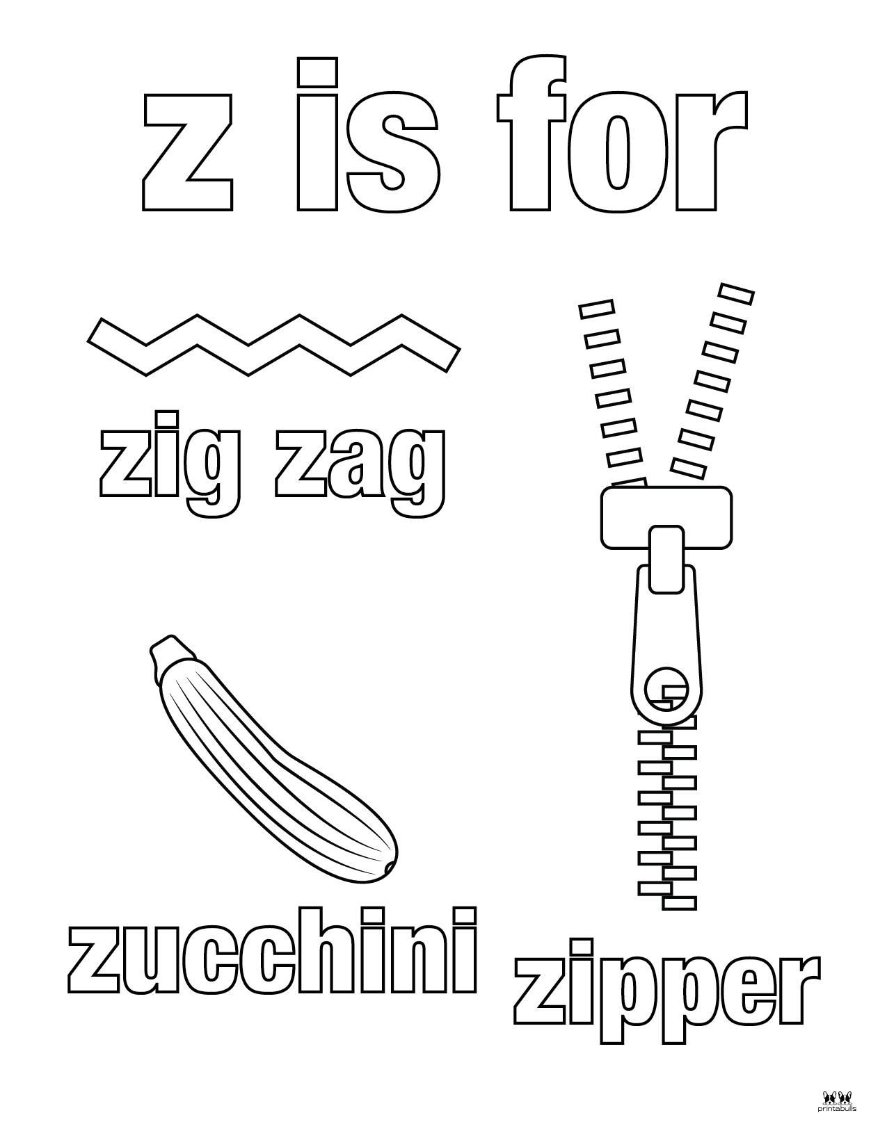 Letter Z Coloring Pages 15 FREE Pages Printabulls