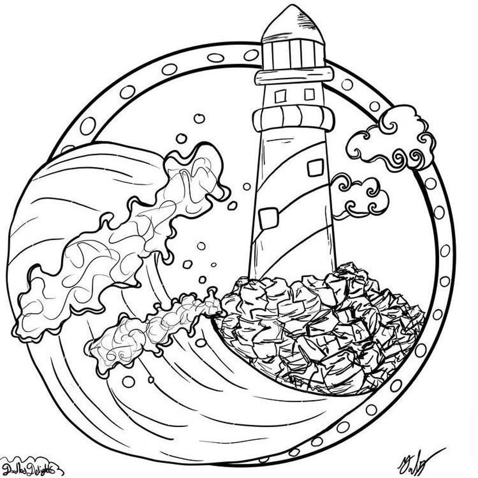 Lighthouse PDF Coloring Pages Kids Coloring Adult Coloring Etsy Espa A