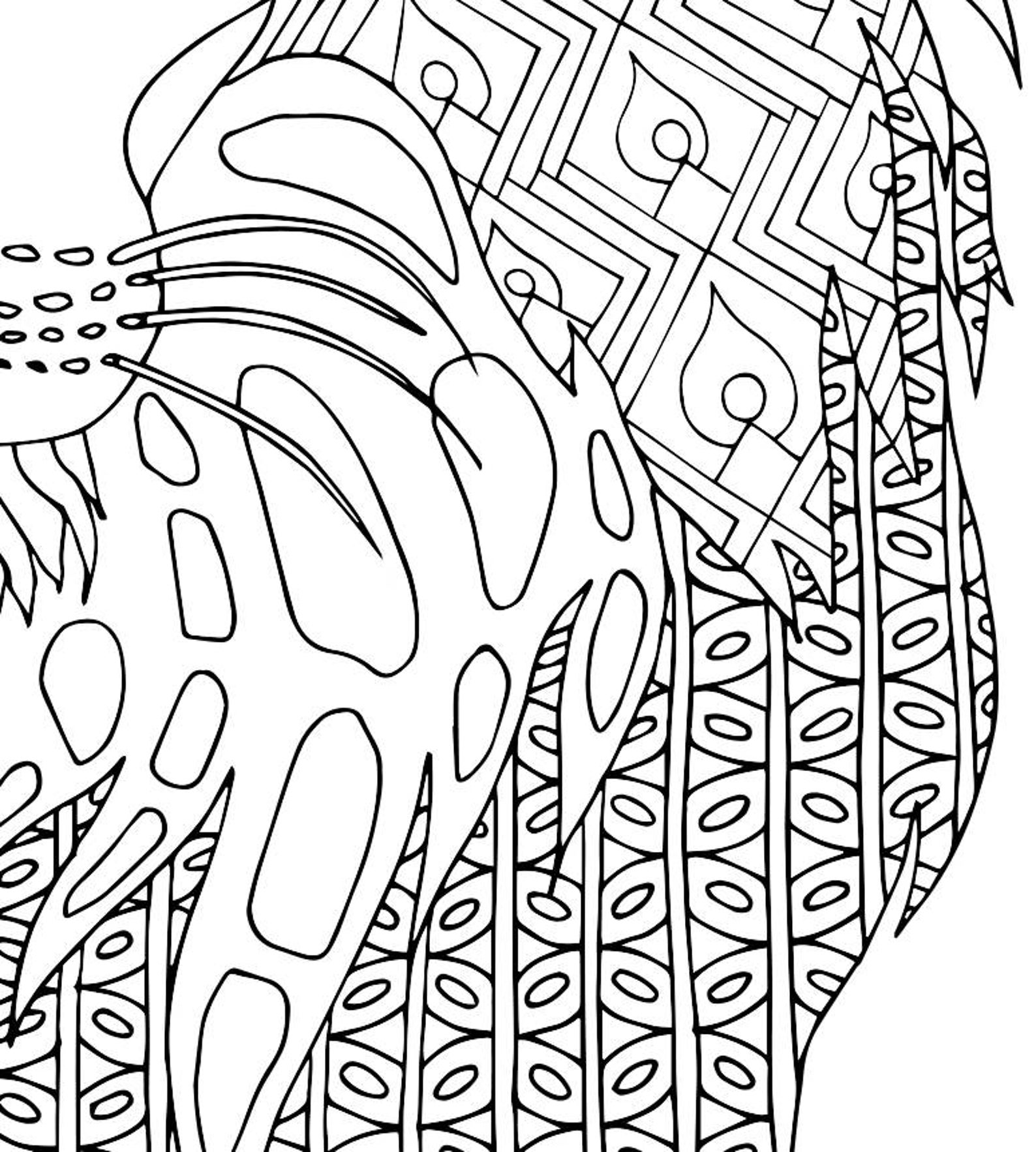 Lion PDF Zentangle Coloring Page Therapy Coloring Etsy