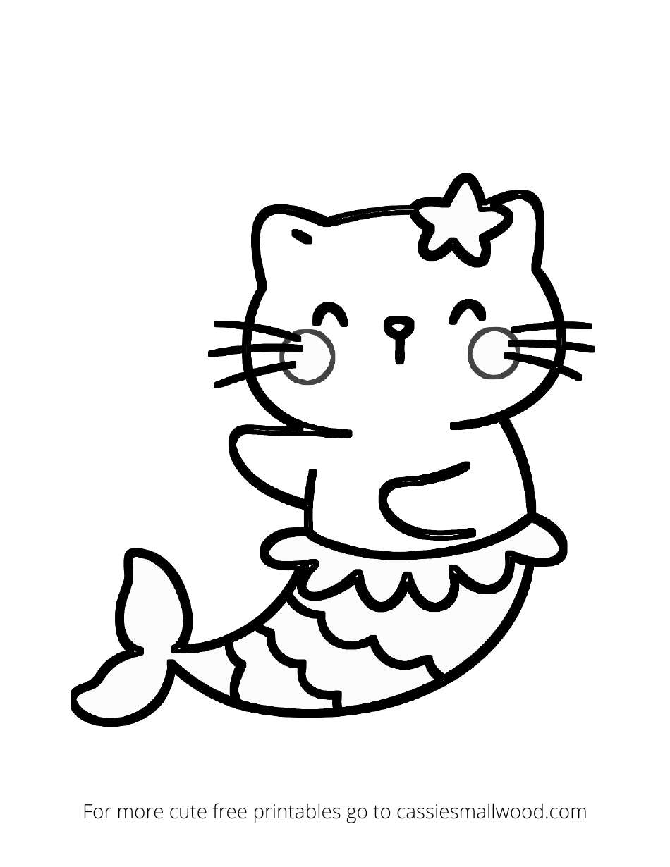 Little Mermaid Cat Coloring Page Download Printable PDF Templateroller