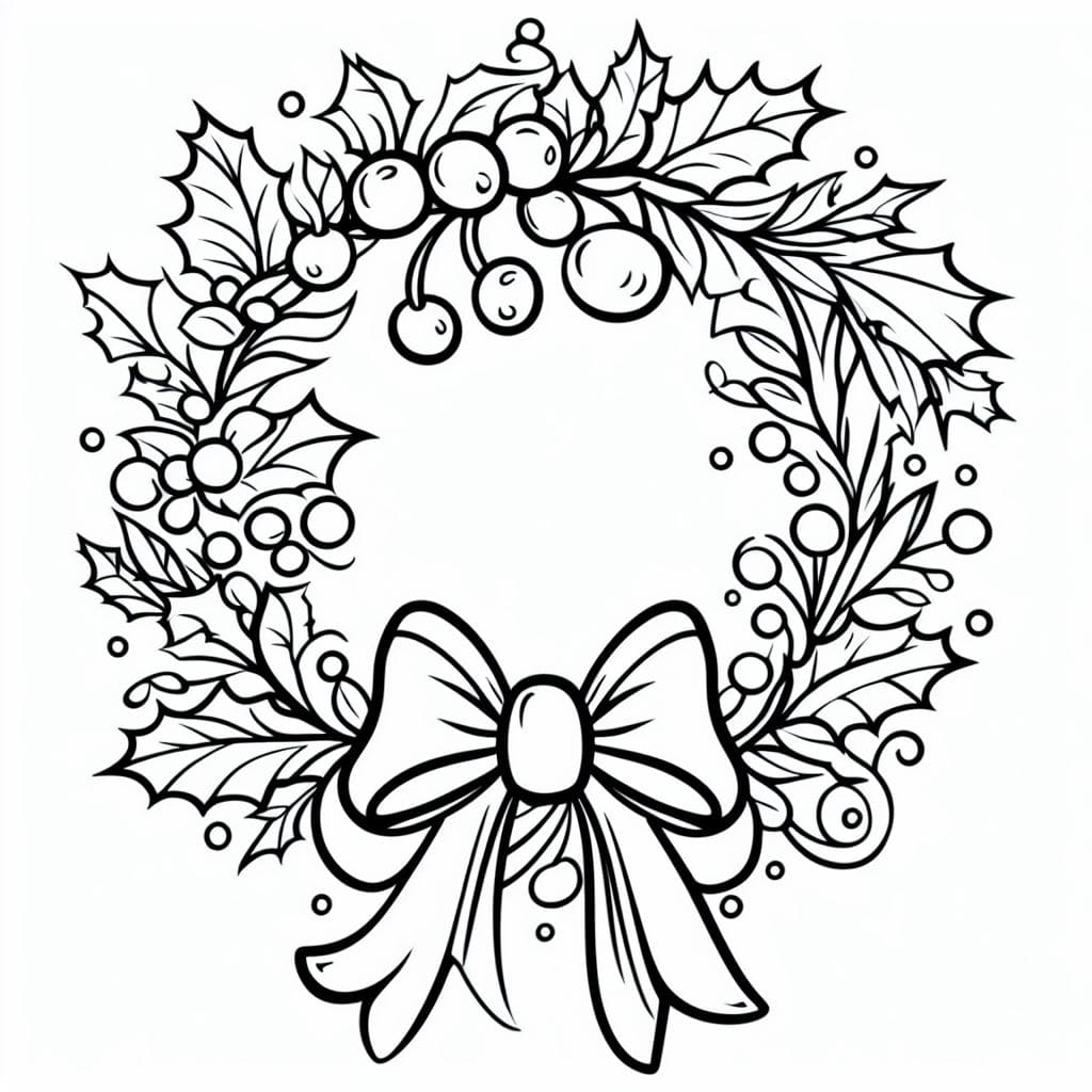 Lovely Christmas Wreath Coloring Page Download Print Or Color Online For Free
