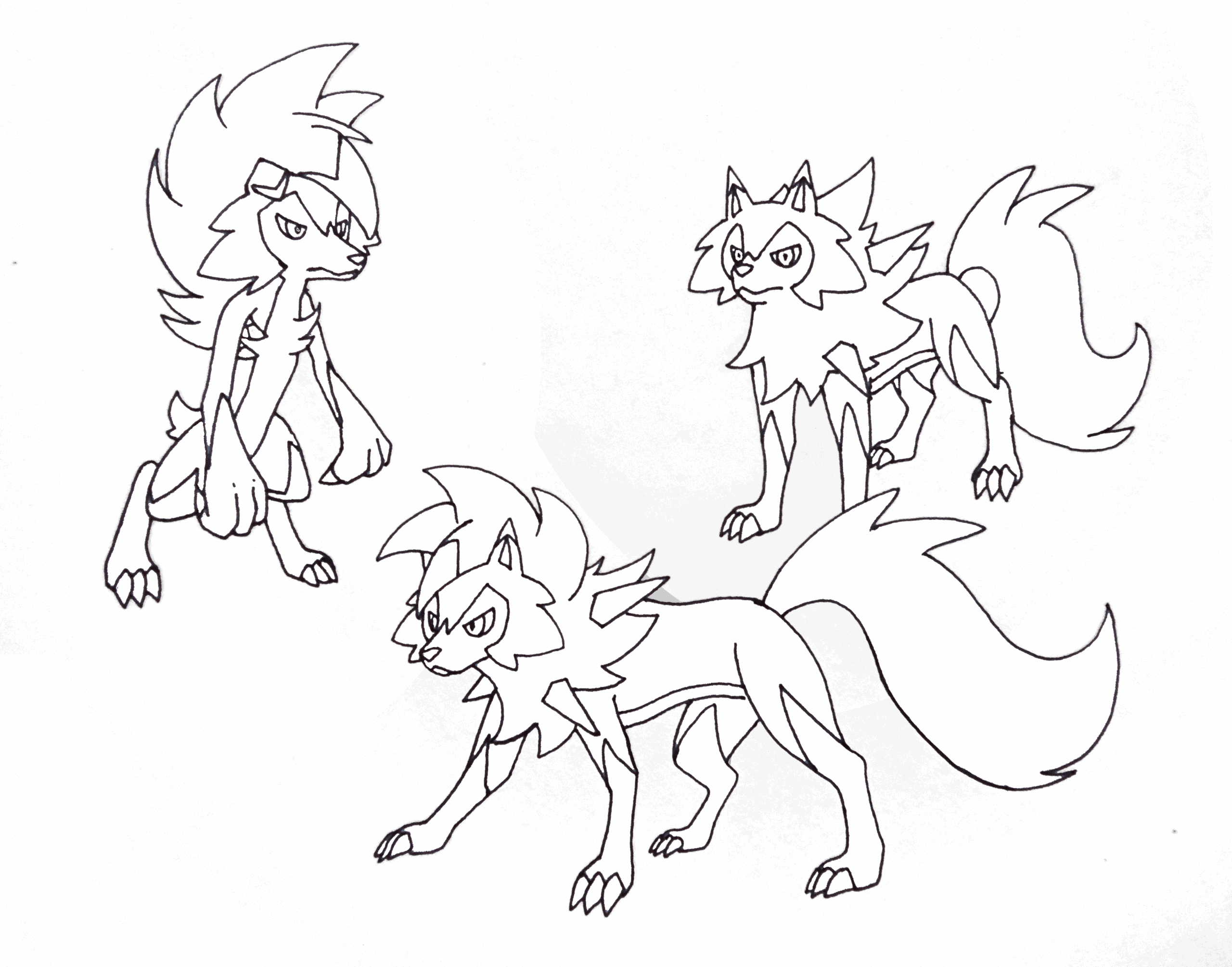 Lycanroc Pages Coloring Sketch Coloring Page