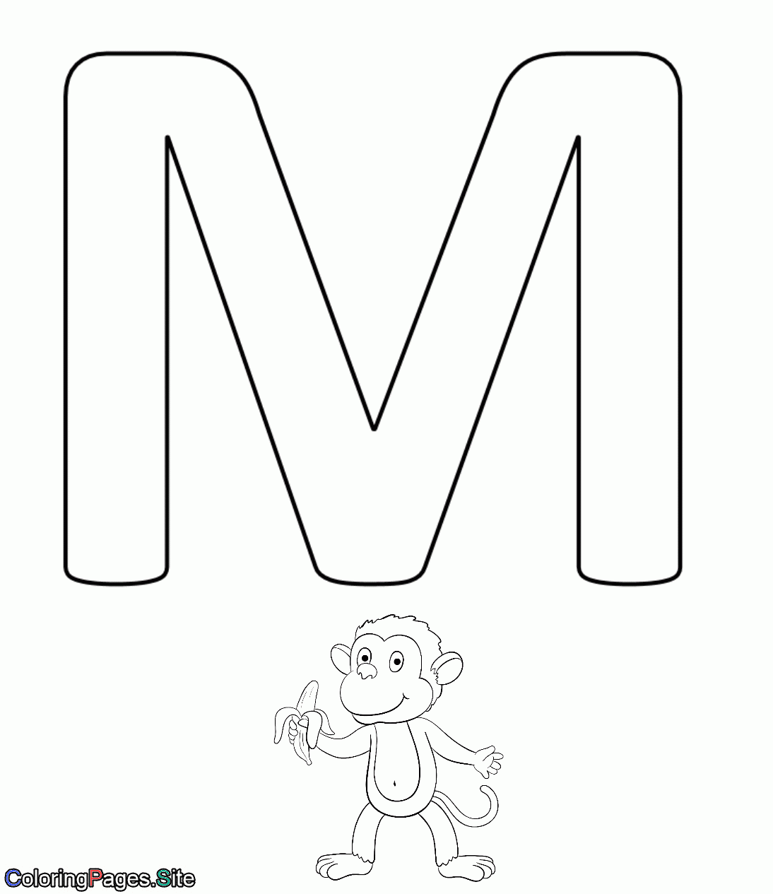 M Letter Online Coloring Page Drawing For Kids